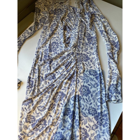 Luisa Beccaria Dress Size 42 periwinkle blue white knit shirred front Italy - Picture 13 of 14